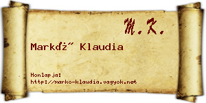 Markó Klaudia névjegykártya
